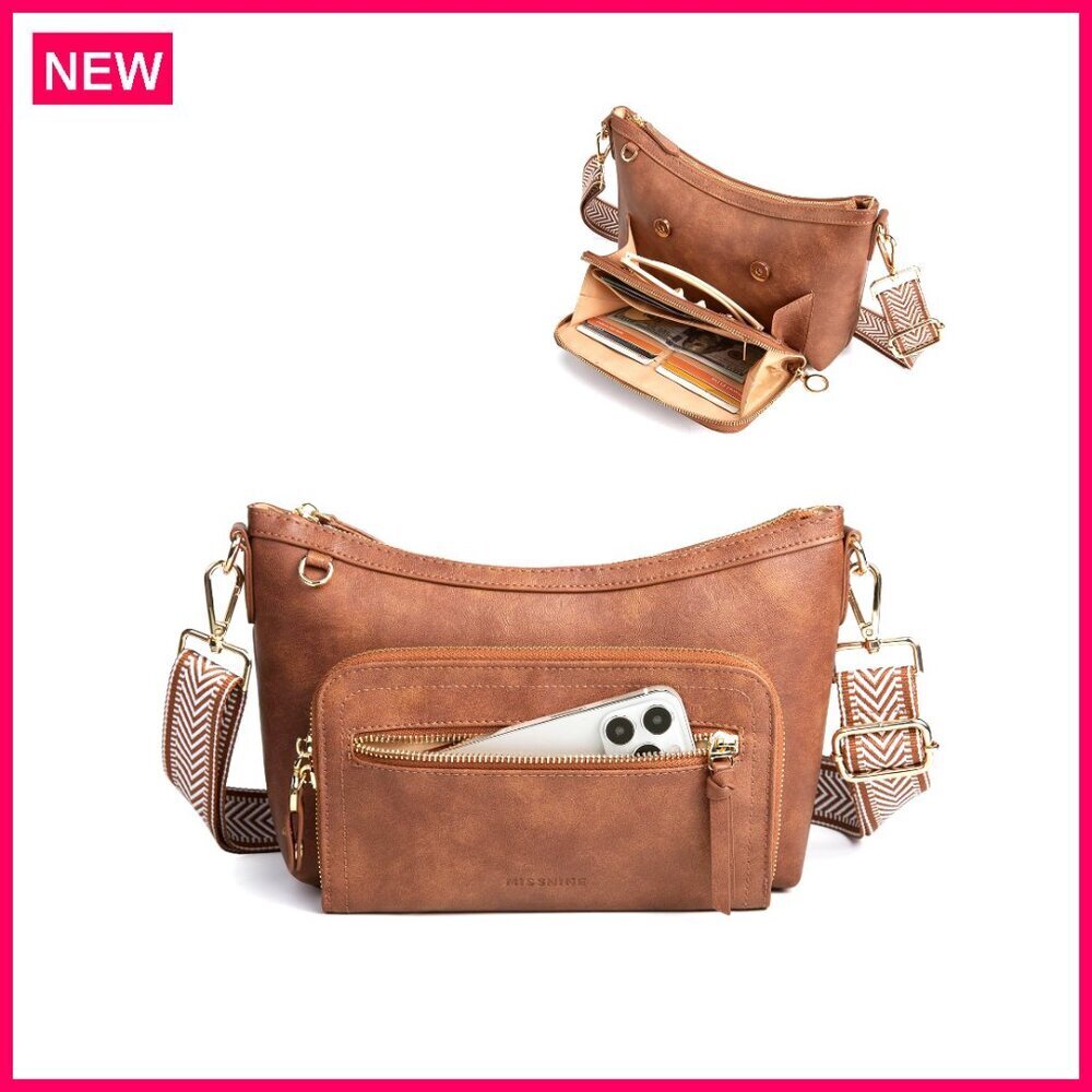 Medium Vegan Leather Crossbody Bag with RFID Blocking & Adjustable Strap